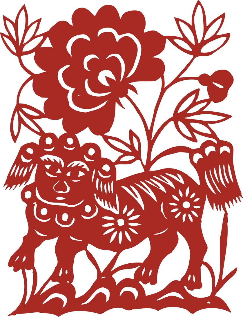 中国风中式传统喜庆民俗人物动物窗花剪纸插画边框AI矢量PNG素材【071】